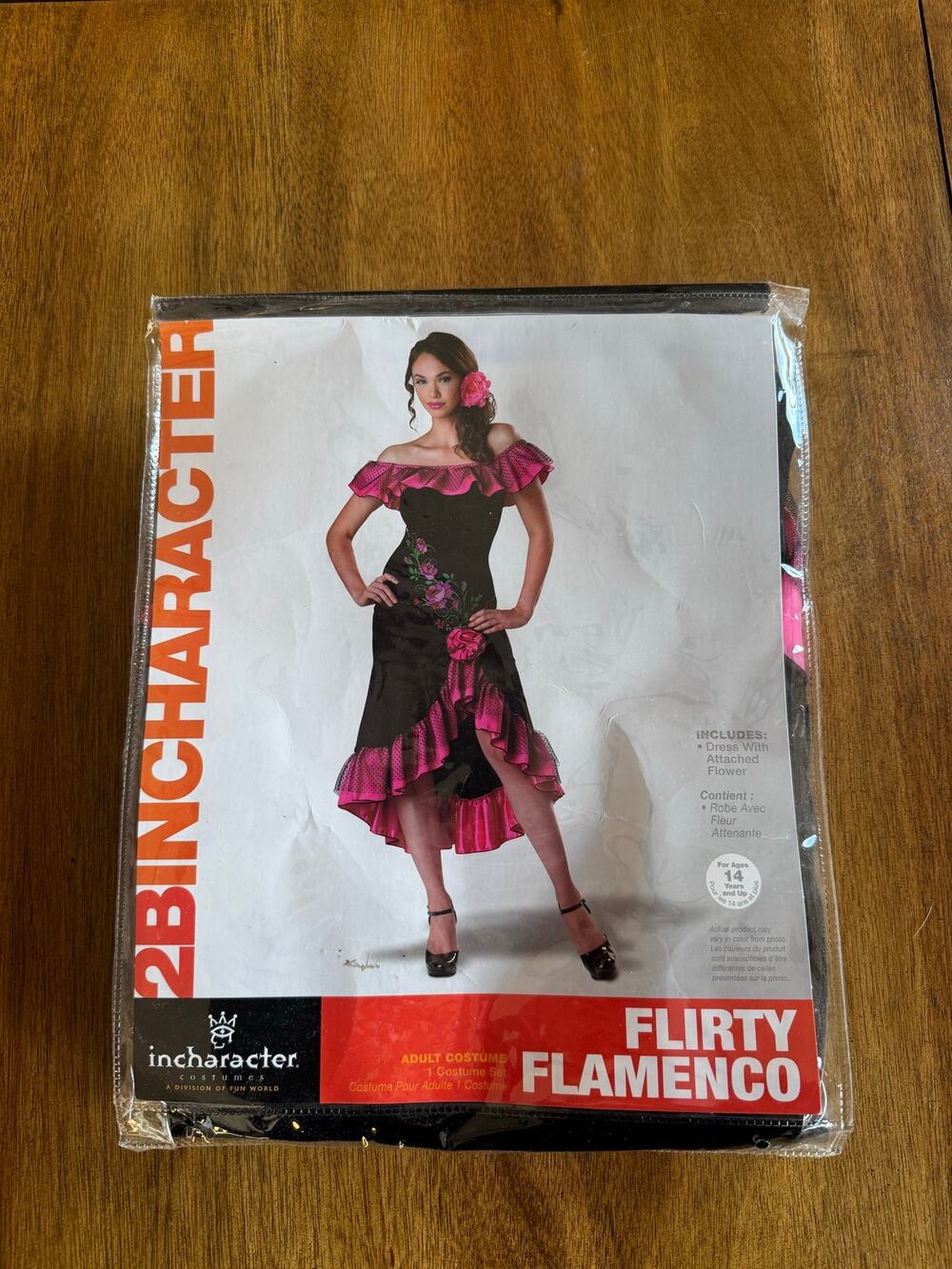 NWT InCharacter Flirty Flamenco Costume Womens Large Black Pink Spanish Dancer